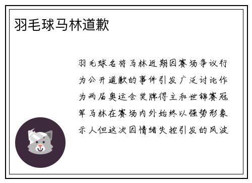 羽毛球马林道歉